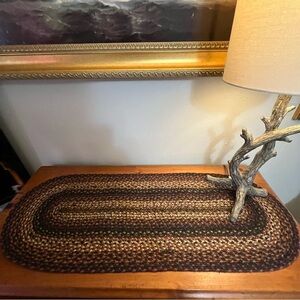 Braided rug table runner brown earth tones